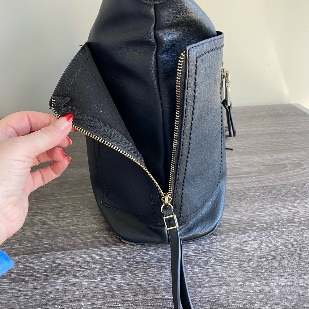 MIZTIQUE Black Vegan Leather Large Tote Handbag Pockets Lined - Picture 5 of 15